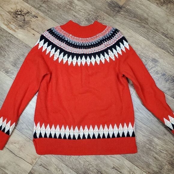 CHARTER CLUB Womens Red Ribbed Long Sleeve Mock Neck Sweater L - Picture 5 of 9